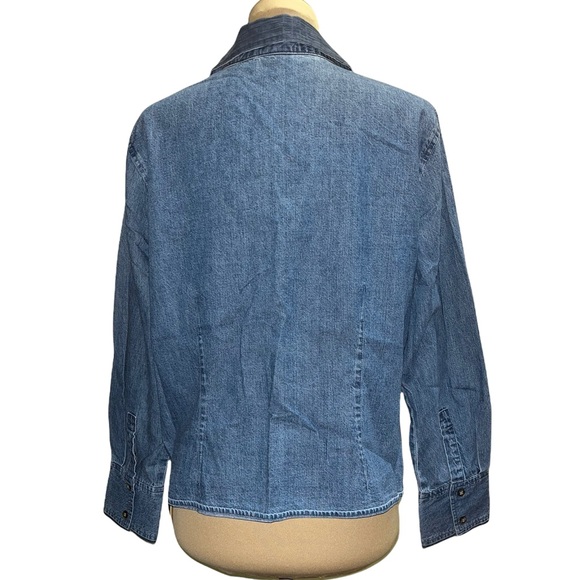 J. Jill Petite Women’s Long Sleeves Denim Blouse size LP - Picture 2 of 8